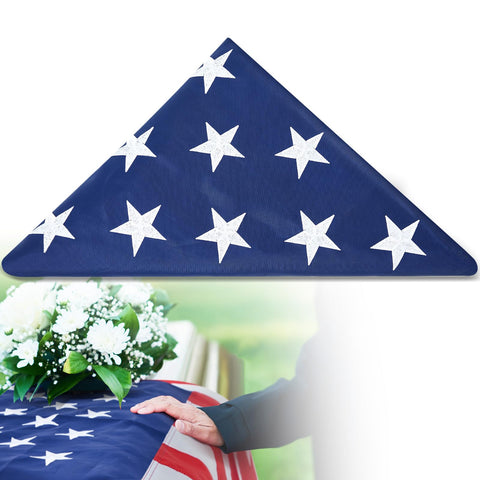 Mindsoft memorial flag 5x9.5 ft folded in display box for graveside display