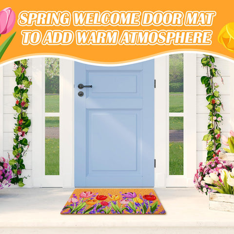 Mindsoft tulip lavender pattern decorates entry while seasonal feel remains fresh.