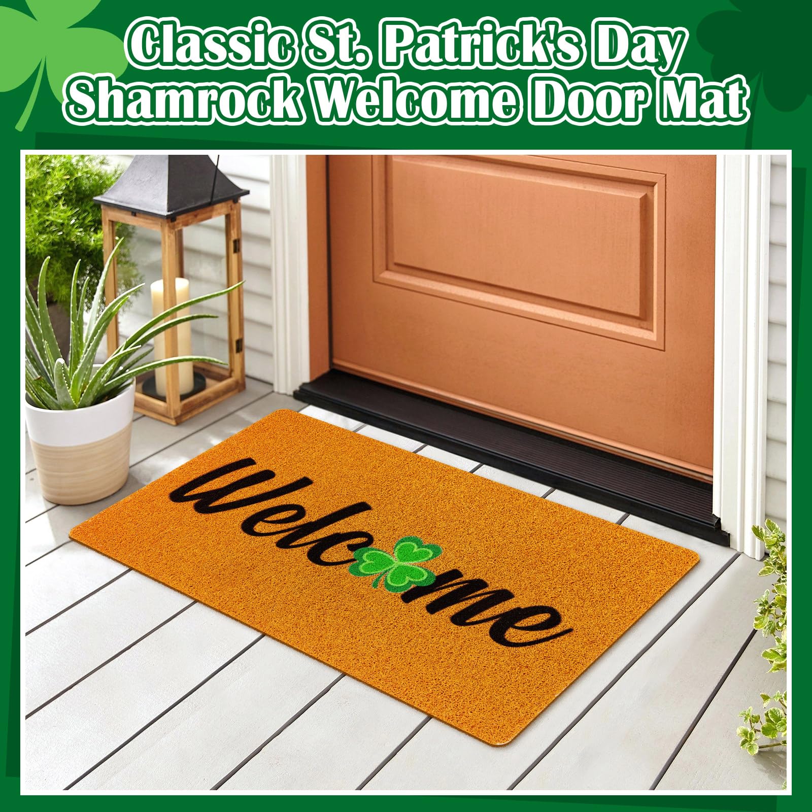 Mindsoft St Patrick's Day doormat designed for outdoor use at entry