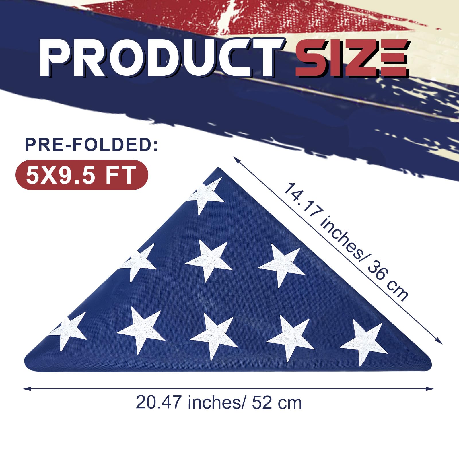 Mindsoft US flag in blue white red nylon with durable embroidery