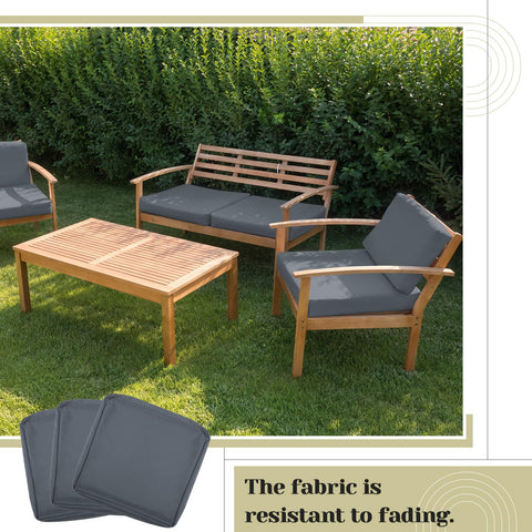 Mindsoft waterproof and UV-resistant fabric protects cushions from sun and rain.