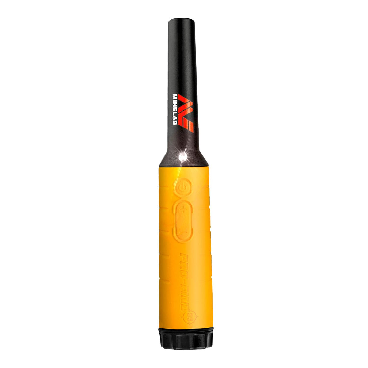 MINELAB PRO-FIND 35 waterproof pinpointer close-up for beach and riverbed searches.