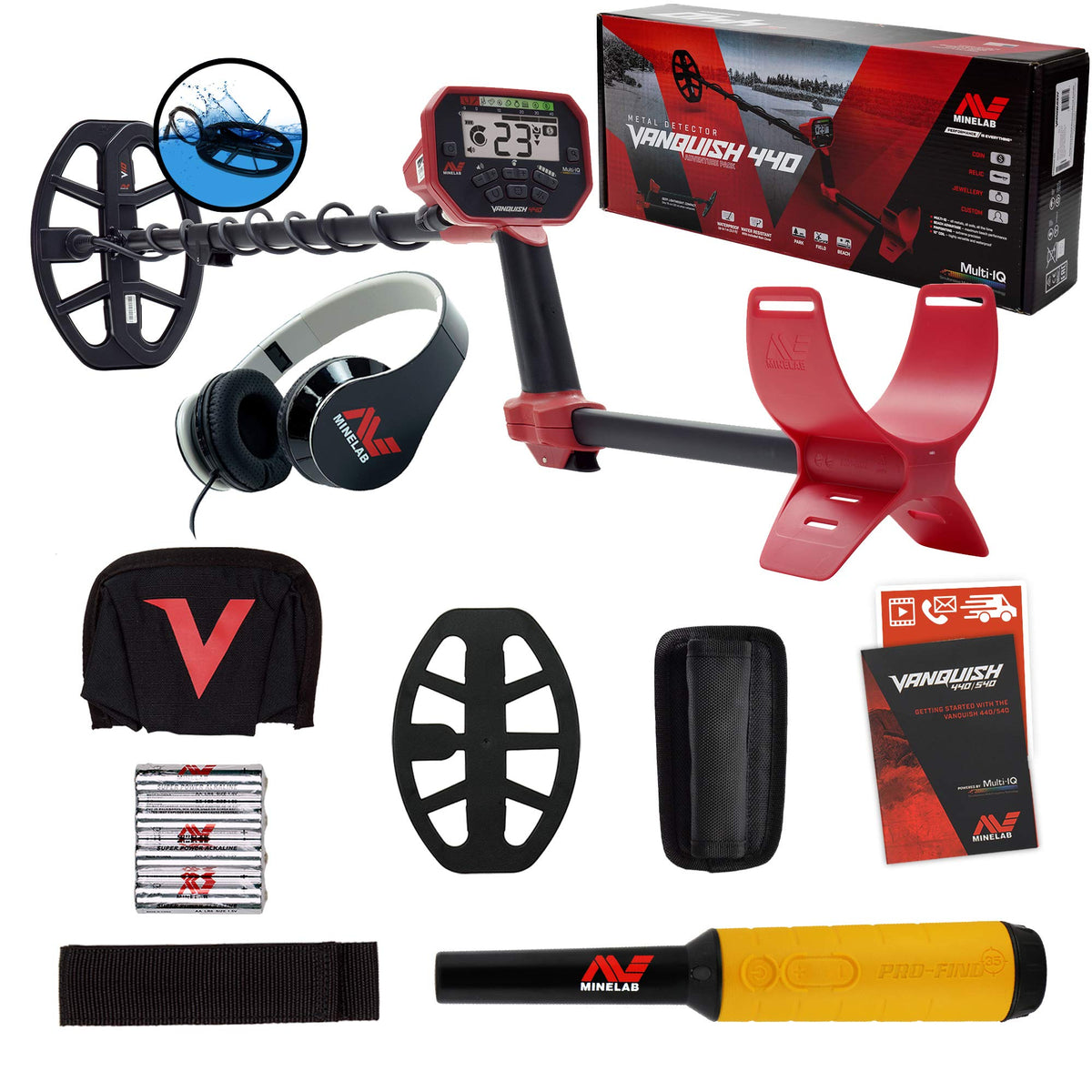 MINELAB Vanquish 440 with a 10-inch coil scanning beach areas for coins and jewelry.