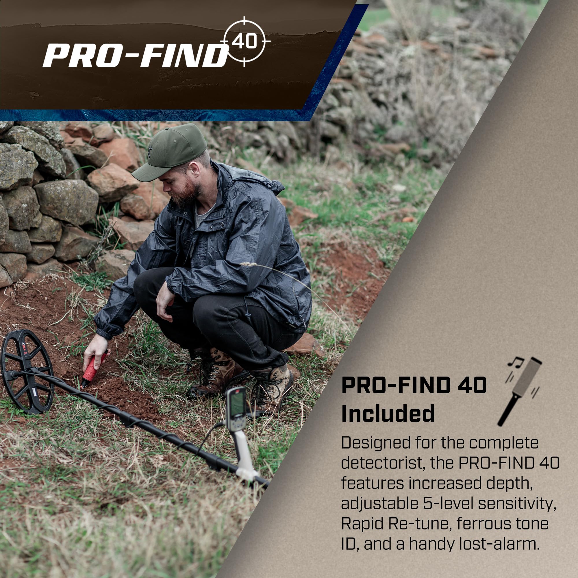 MINELAB X-TERRA ELITE EXPEDITION field setup in outdoor terrain for treasure hunting.