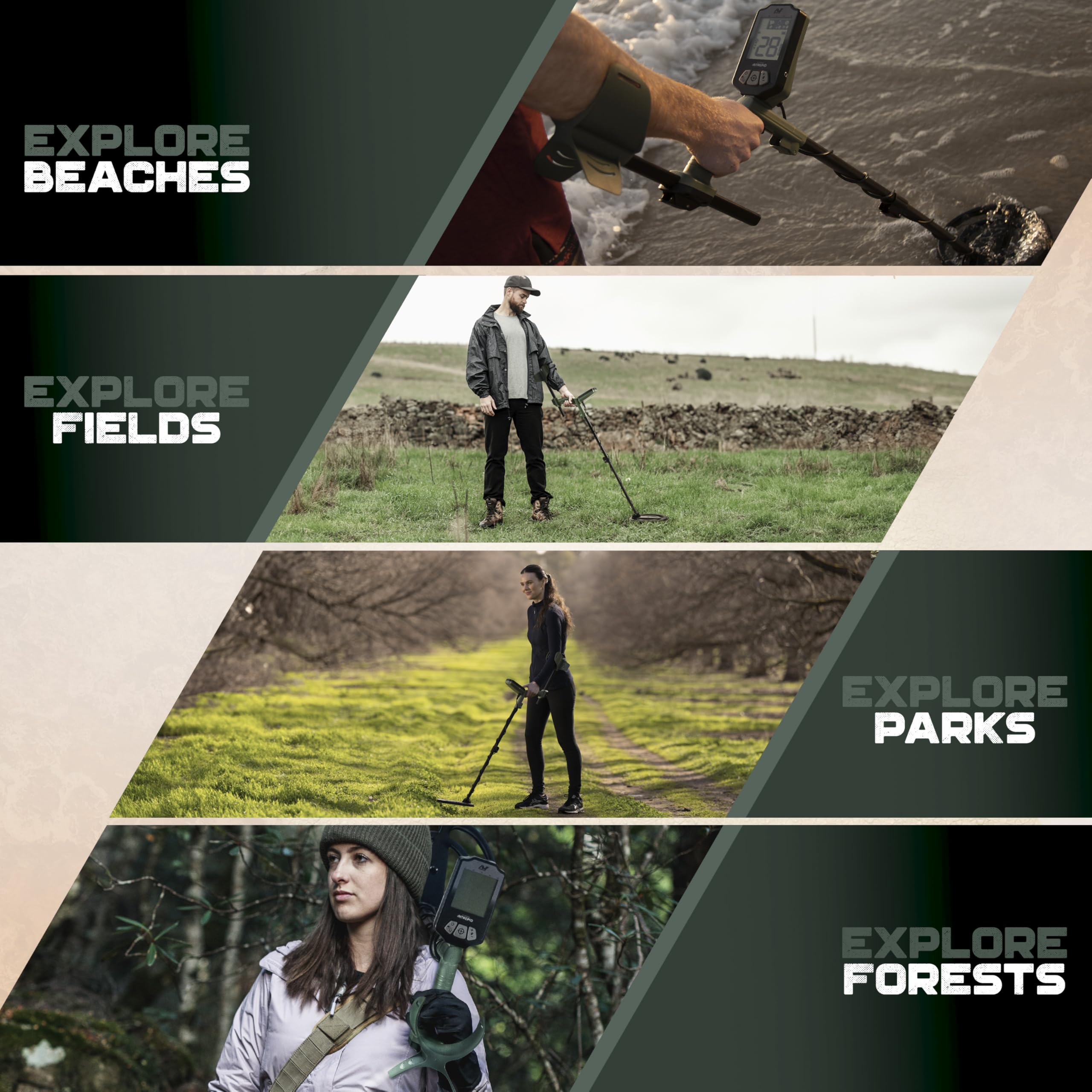 MINELAB X-Terra Intrepid lightweight, adjustable height fits adults and teens.