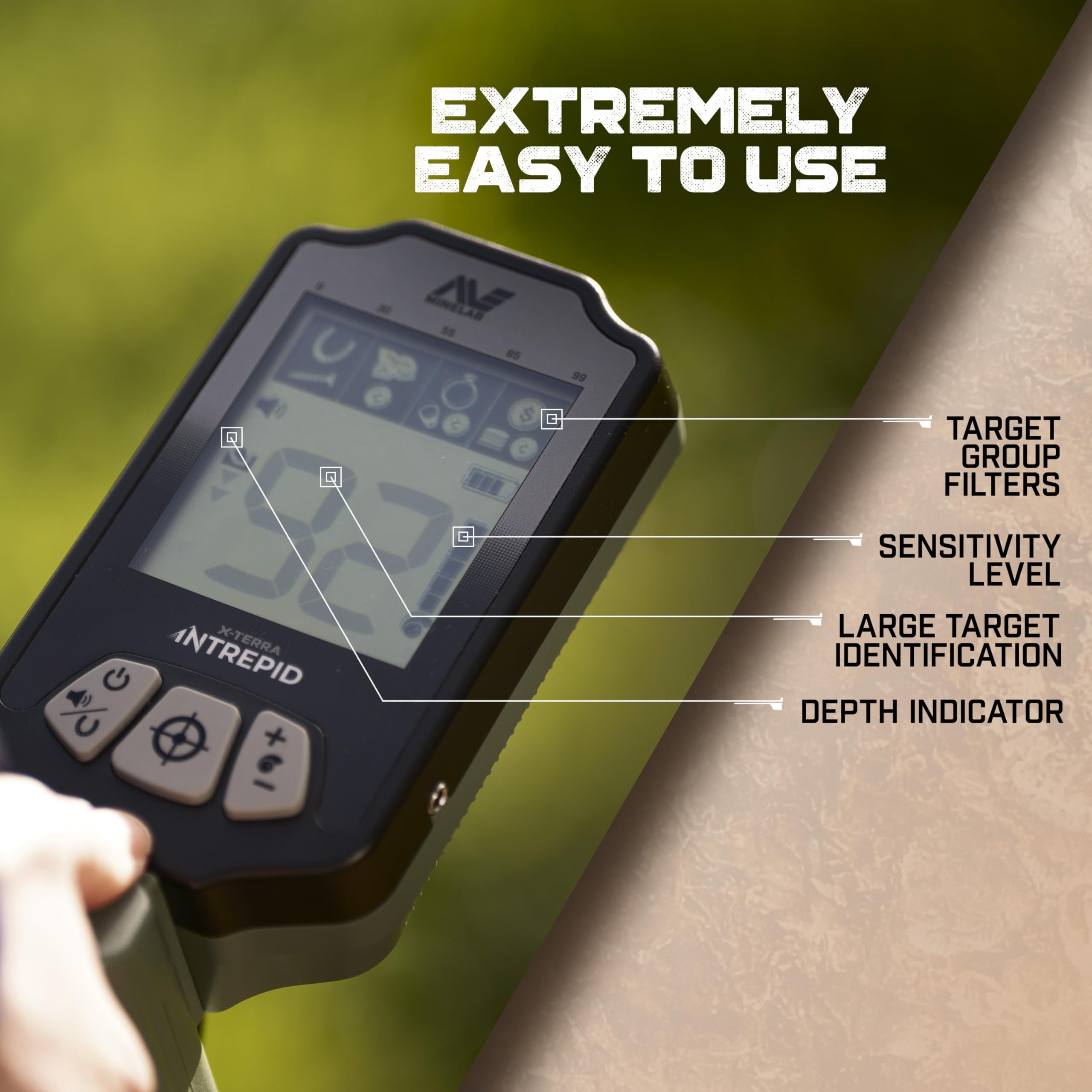 MINELAB X-Terra Intrepid large target ID numbers enable quick decisions before digging.