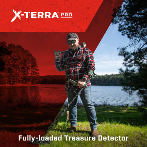 MINELAB X-Terra PRO detector side handle highlights ergonomic grip for long sessions