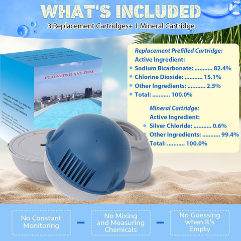 Mineral cartridge lasts months, reducing harsher chemicals and protecting hot tub surfaces.