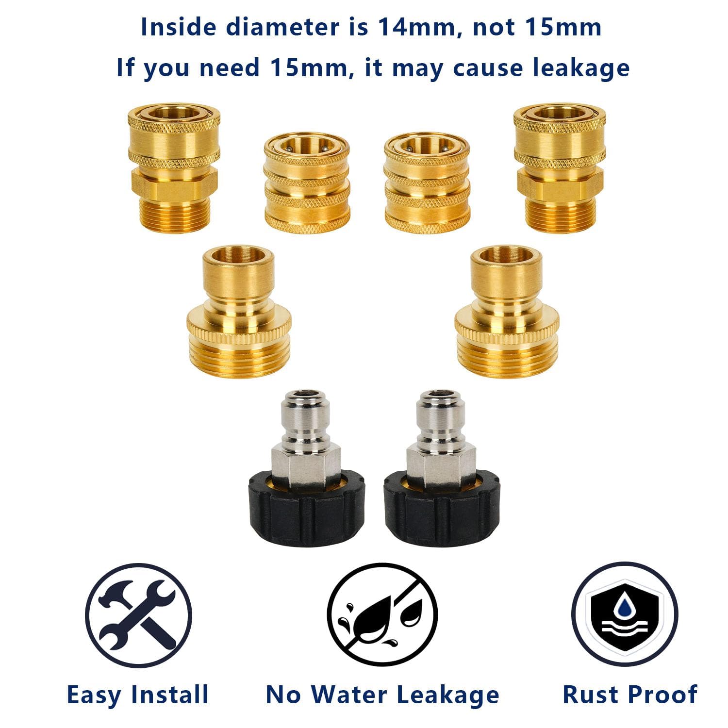 MINGOU 3/8 inch quick disconnect with M22-14 provides secure hose connections