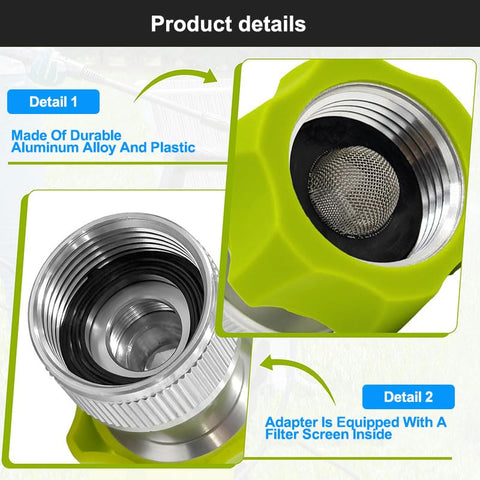 MINGOU adapter shows SPX series compatibility for universal 3/4 inch hose connections.