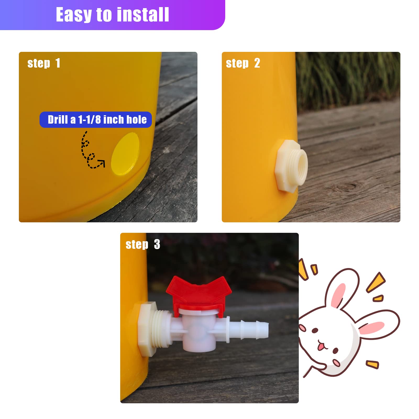 MingQiEven durable bucket connector and fittings for gravity-fed setup.