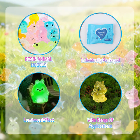 Mini Glow mystery bag open to reveal random animal figure