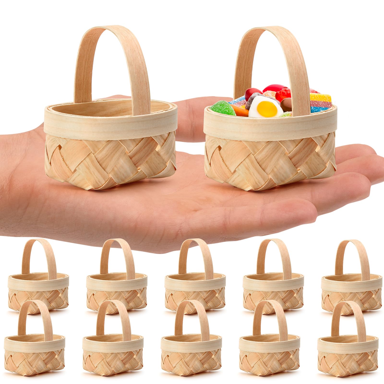 Mini picnic basket with handle organized craft storage on a desk