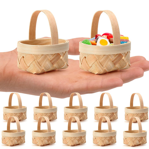 Mini picnic basket with handle organized craft storage on a desk