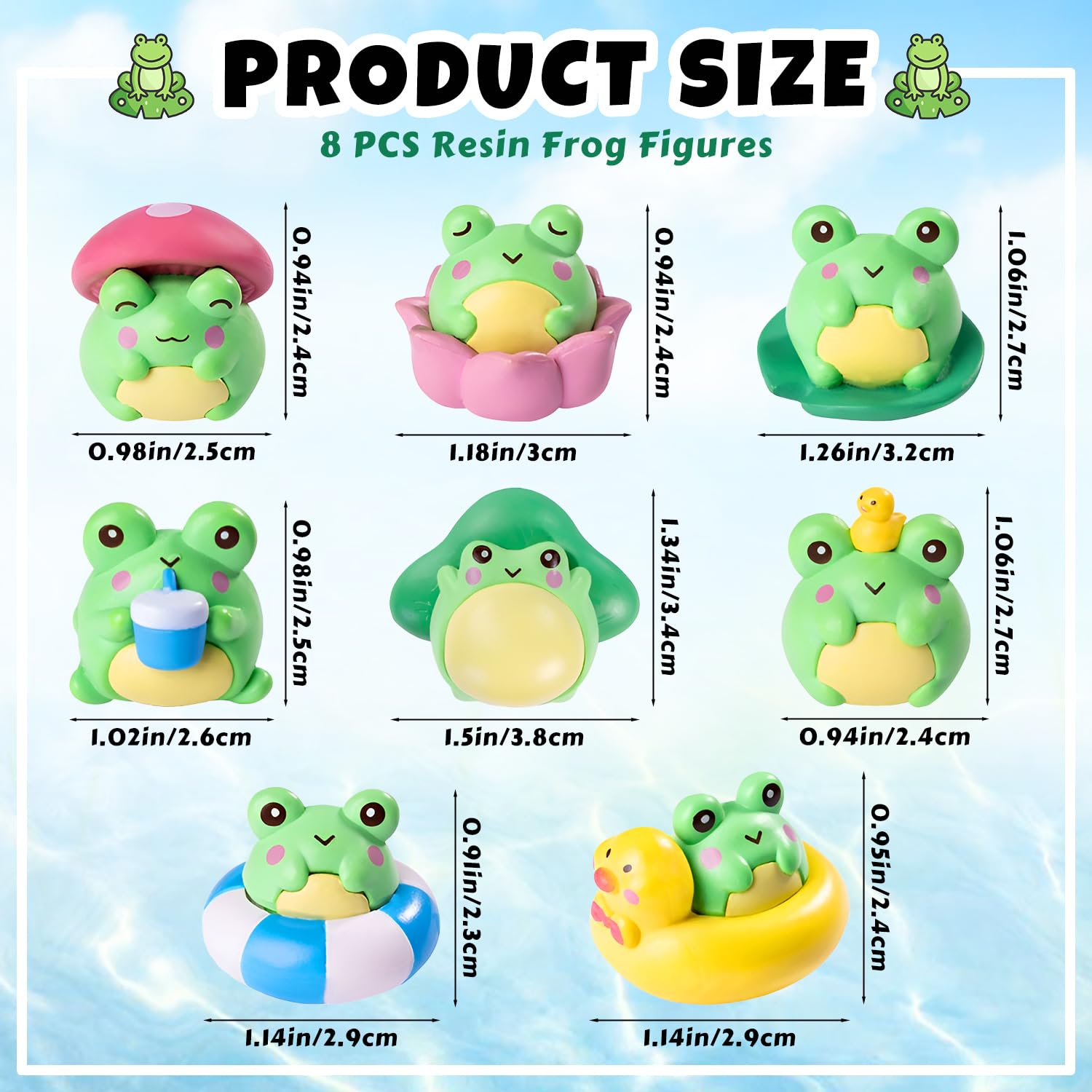 Mini resin frog figurines with swimming ring design, ideal for micro landscapes.