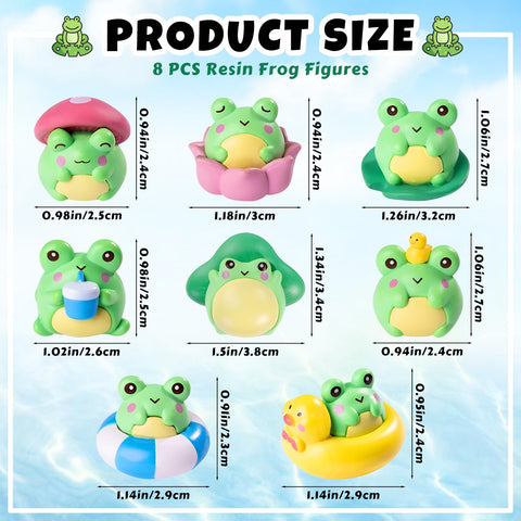 Mini resin frog figurines with swimming ring design, ideal for micro landscapes.