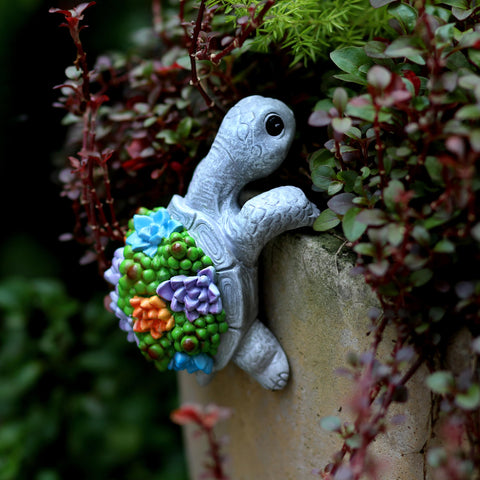 Mini Turtle Statue fits bonsai and succulents, bringing dynamic movement to small spaces.