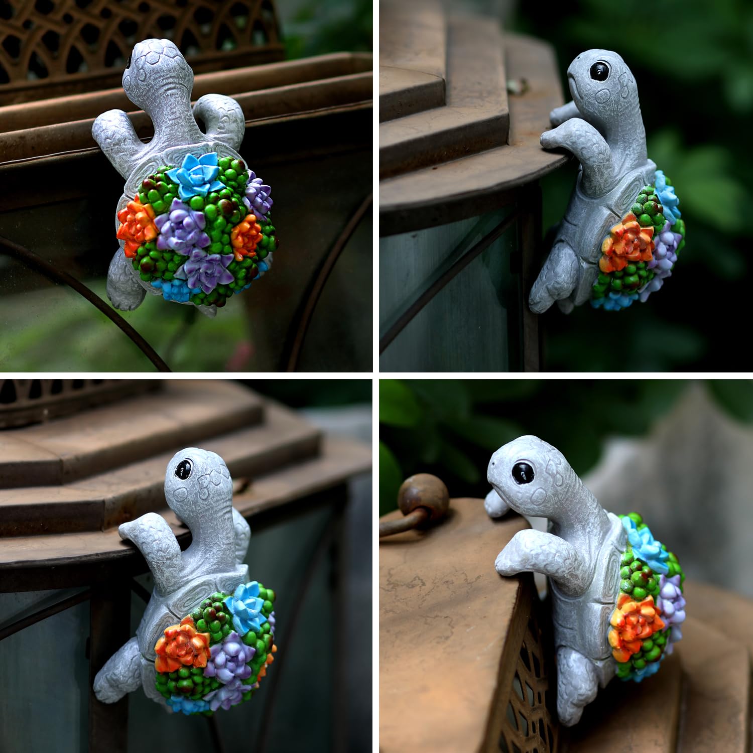 Mini Turtle Statue durable resin ensures year-round color in gardens, balconies, or aquariums.