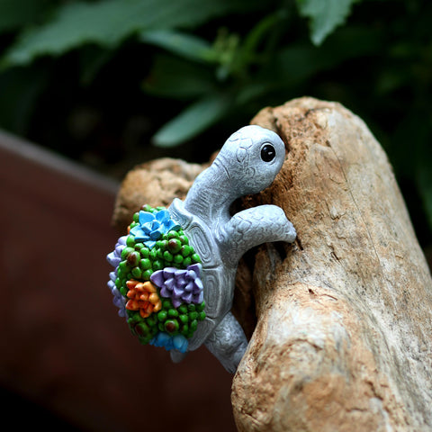 Mini Turtle Statue resin hook doubles as a lightweight pot hanger for hanging displays.