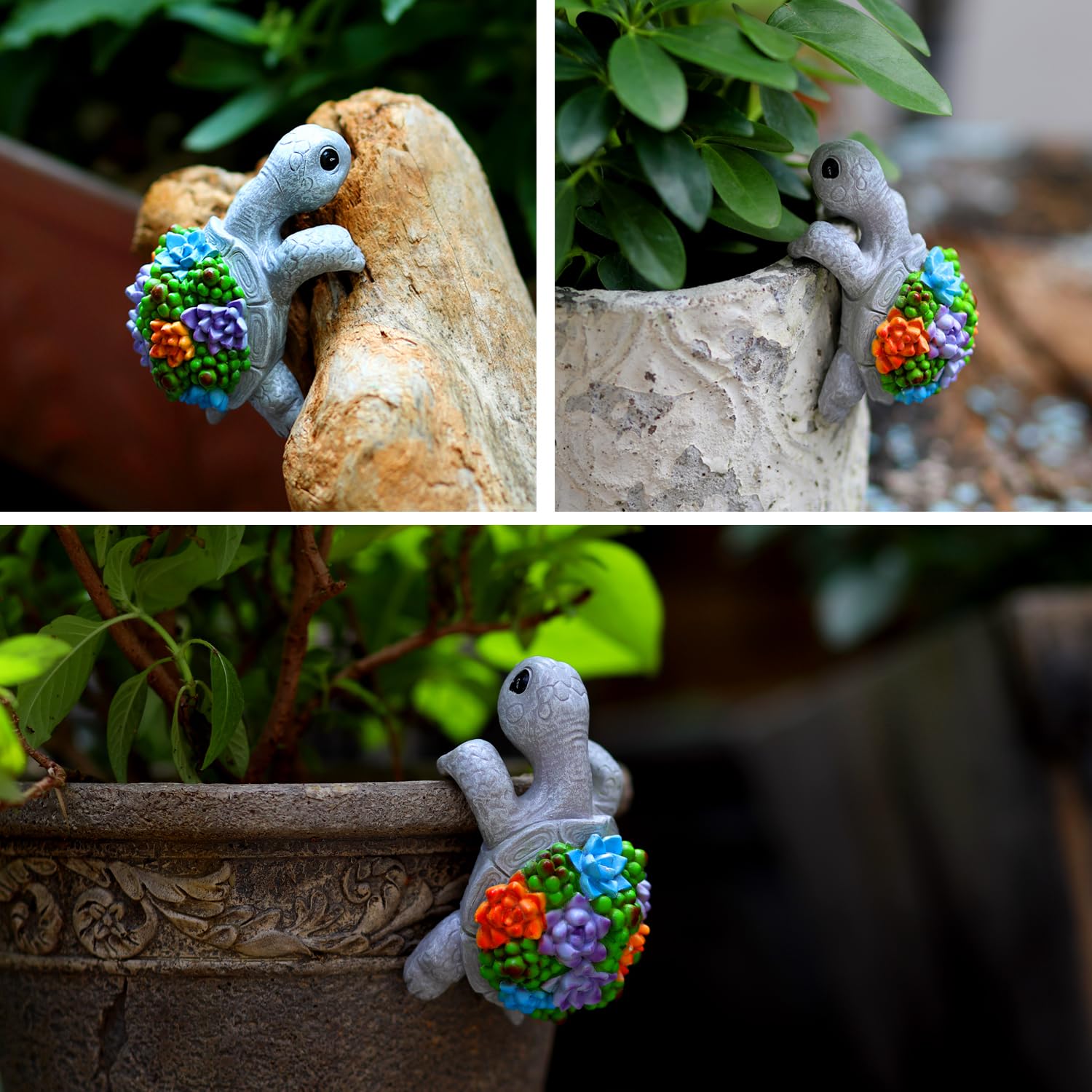 Mini Turtle Statue vivid colors invite curiosity, making plant areas a lively focal point.