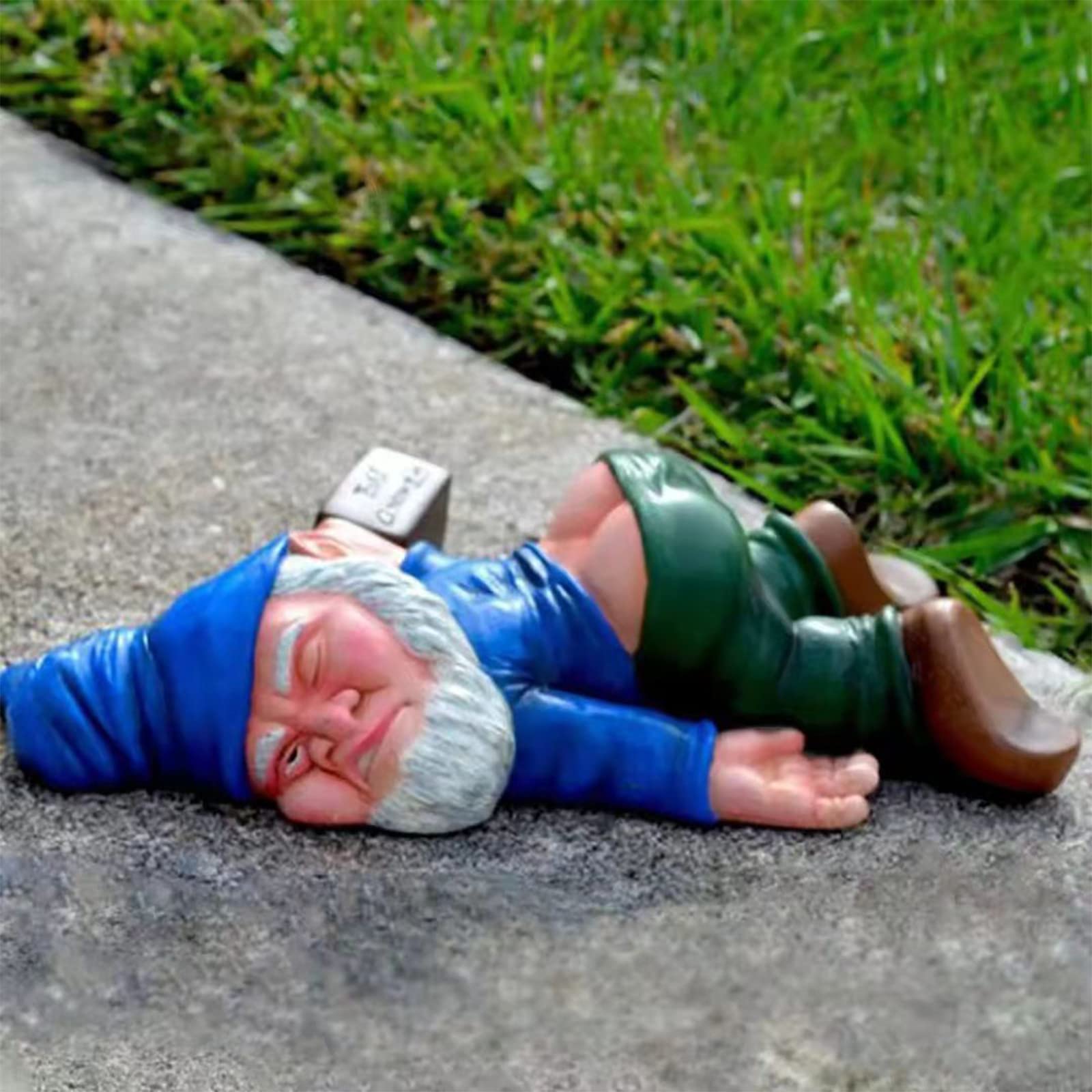 MINICAR Funny Drunk Garden Gnome Statue, 9.5 inches, ideal for garden decor and indoor fun.