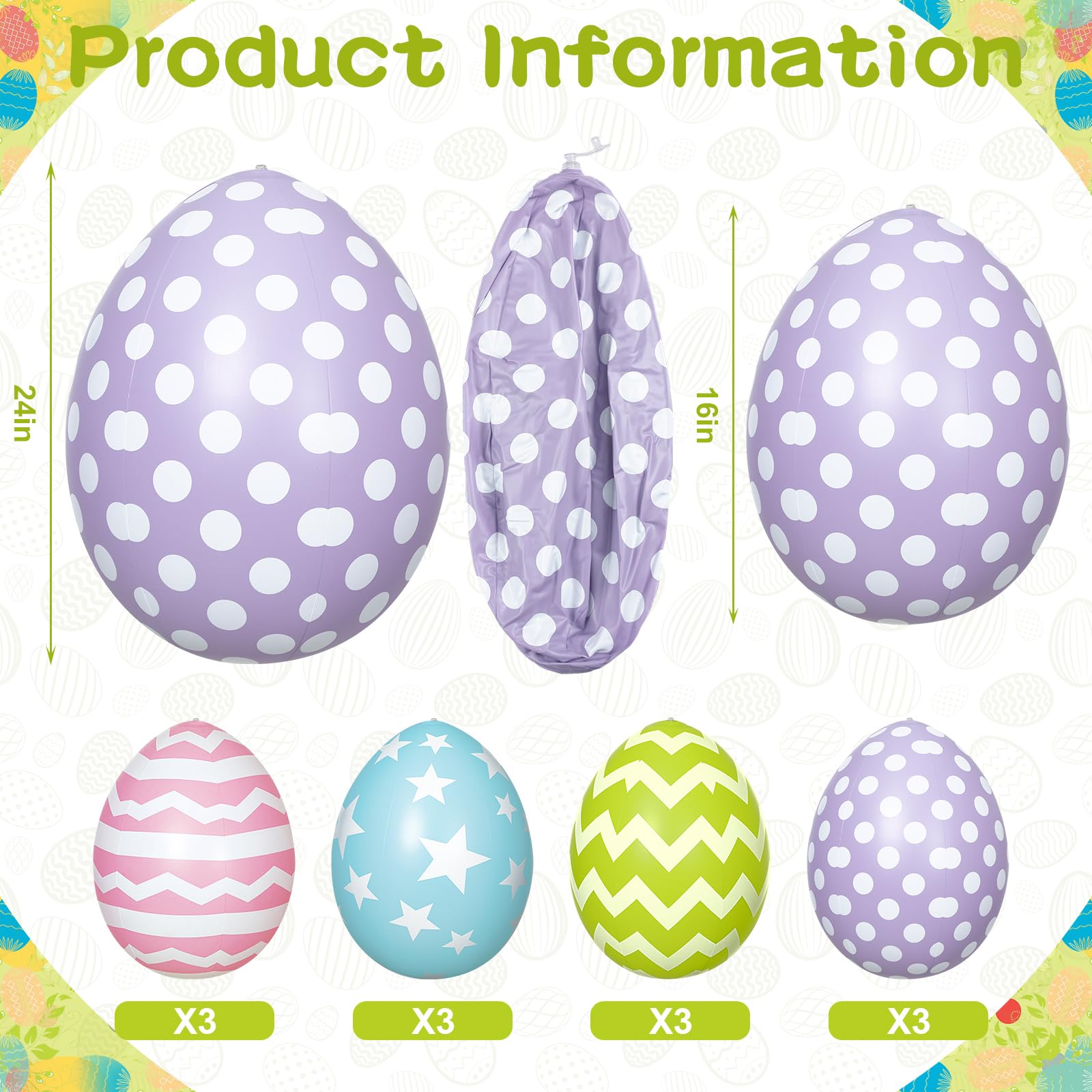 MiniInflat Easter egg inflatable 24-inch side view makes outdoor spaces pop.