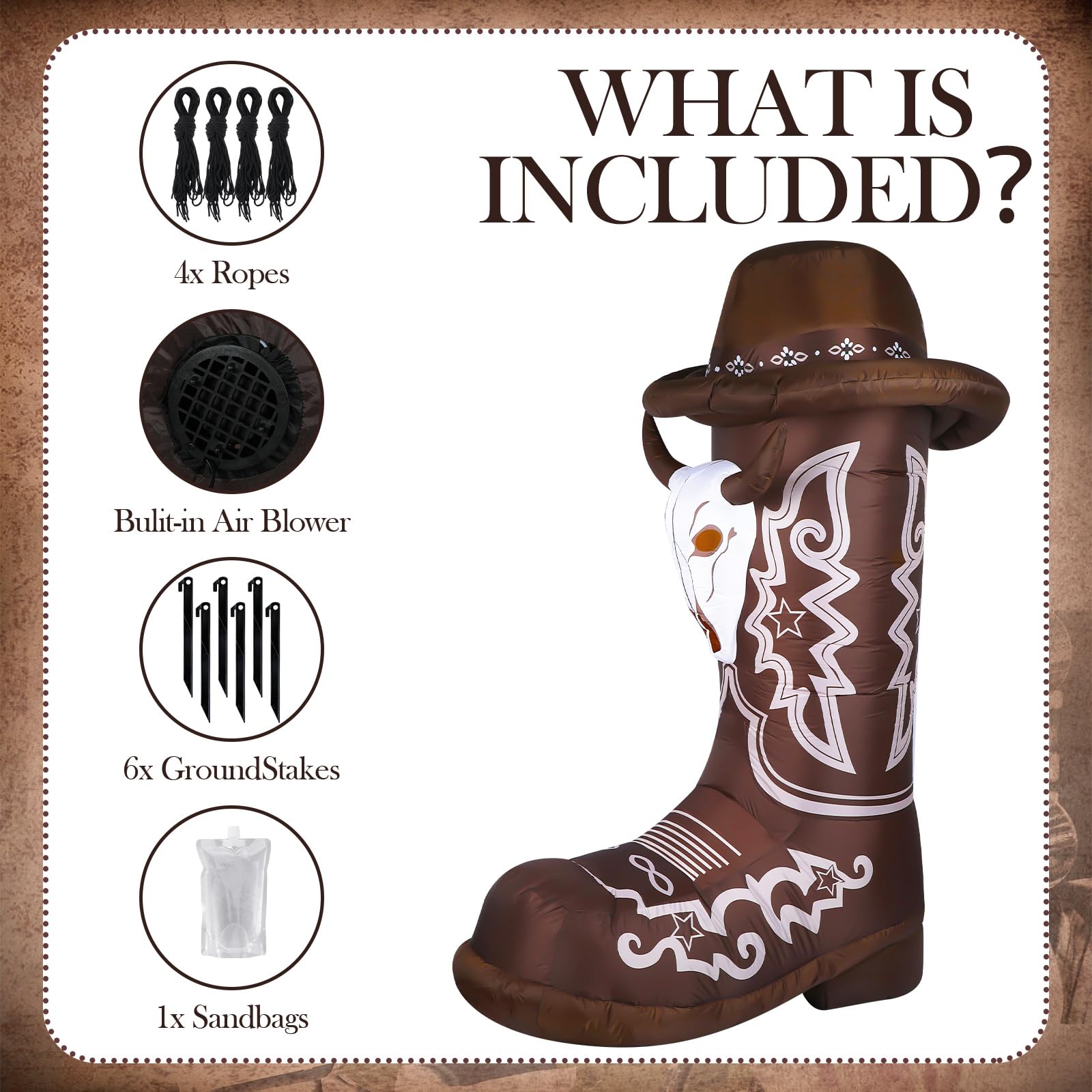 MiniInflat boots inflatable displayed outdoors adds a striking yard party focal point.