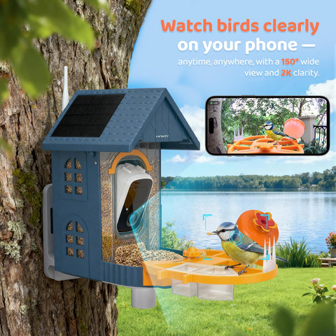 Minikey AI species identification highlights birds visiting your garden.