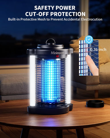 Minimoon Bug Zapper Outdoor IPX4 weatherproof design for outdoor use.