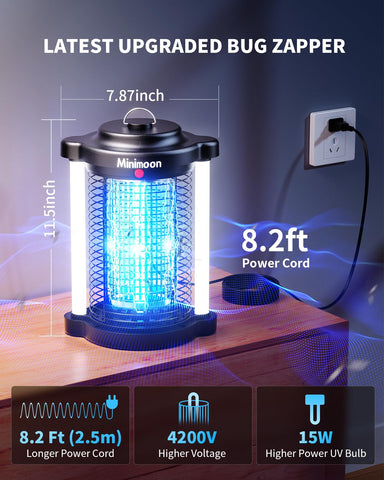 Minimoon Bug Zapper Outdoor removable tray simplifies cleaning after use.