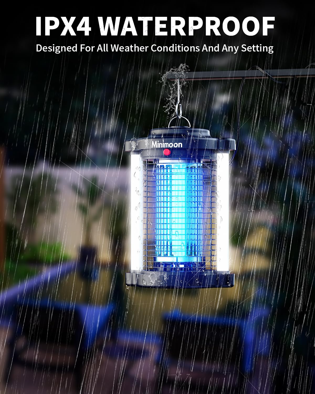 Minimoon Bug Zapper Outdoor stainless steel shell ensures durability.