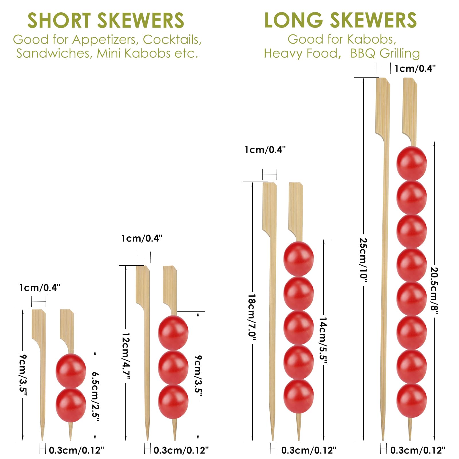 Square cross-section skewer highlighting sturdy construction