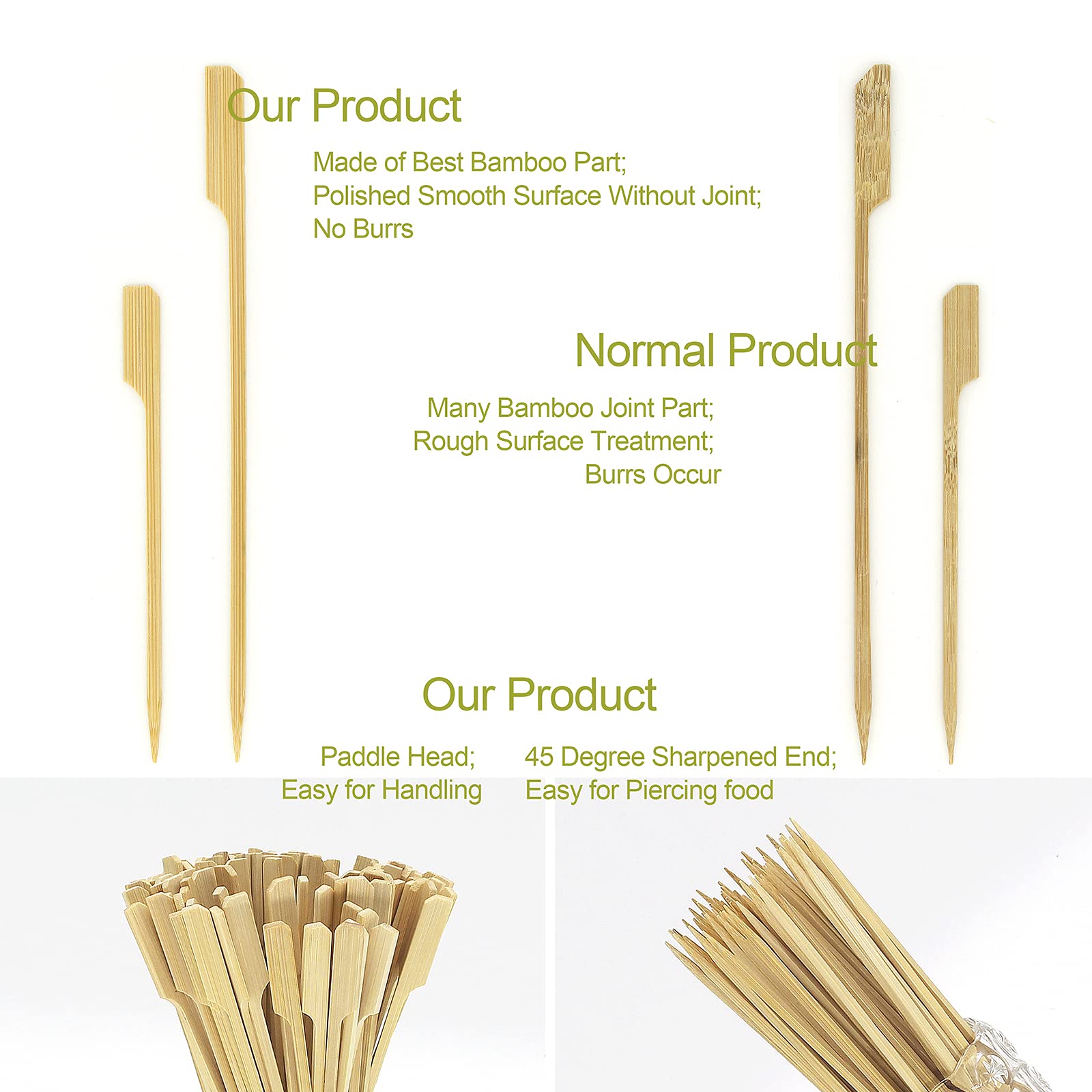 Eco-friendly bamboo paddle skewer ready for food plating