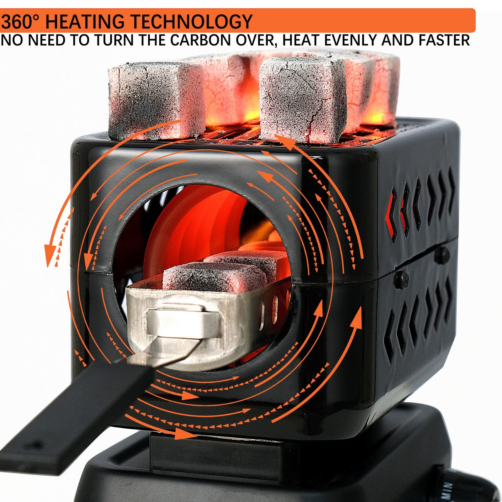 Minkah 3D coal burner side view highlighting steel housing and heat resistance.
