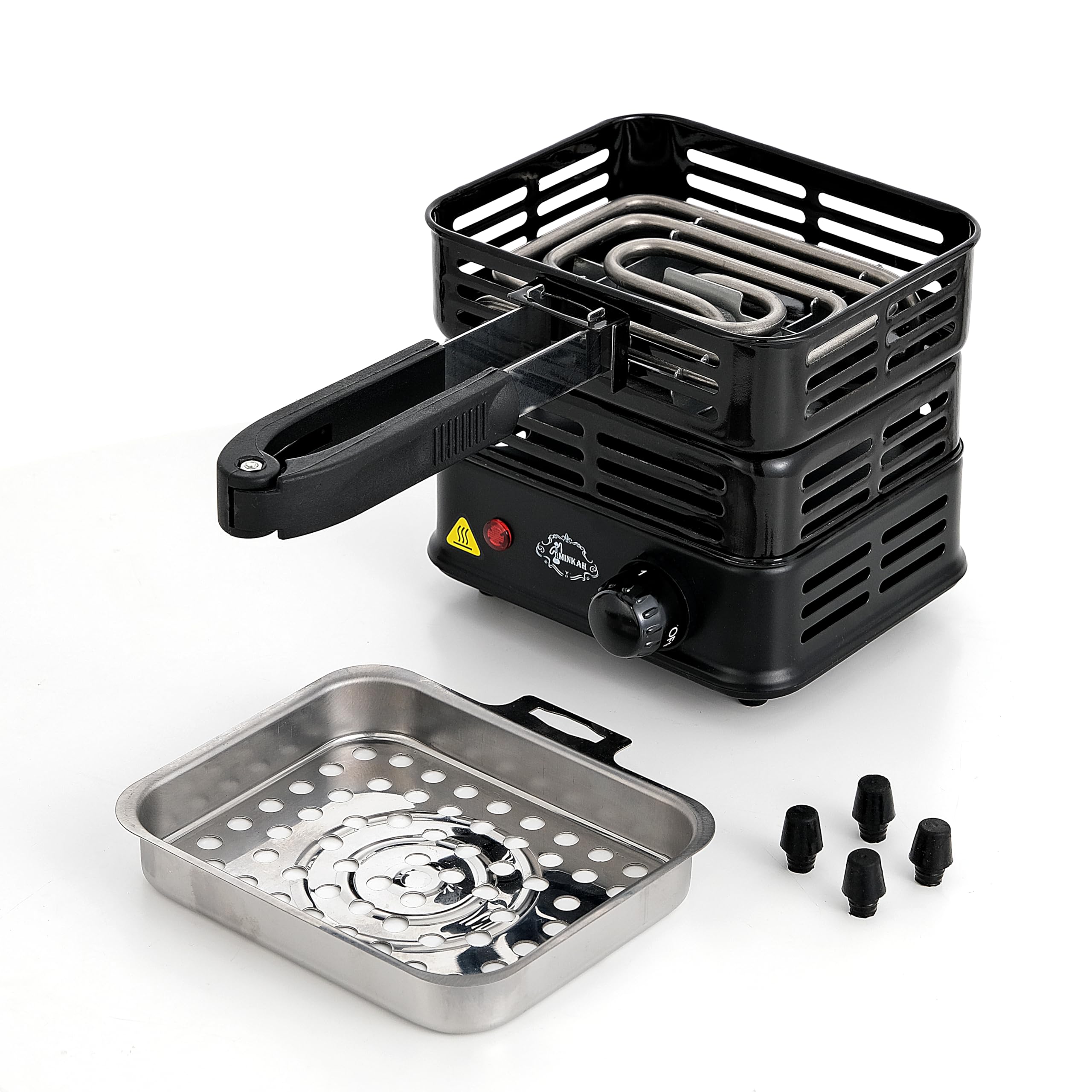 Minkah charcoal starter kit includes tongs for safe handling during ignition.