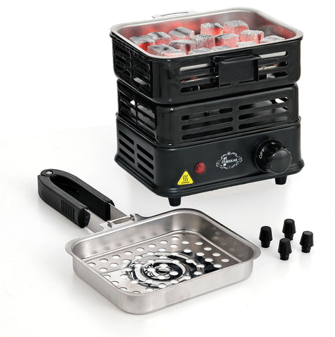 Minkah coal burner cube-starter for fast charcoal ignition in a compact design.