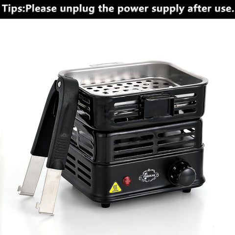 Minkah electric stove 1000W delivers quick heat for coconut charcoal lighting.