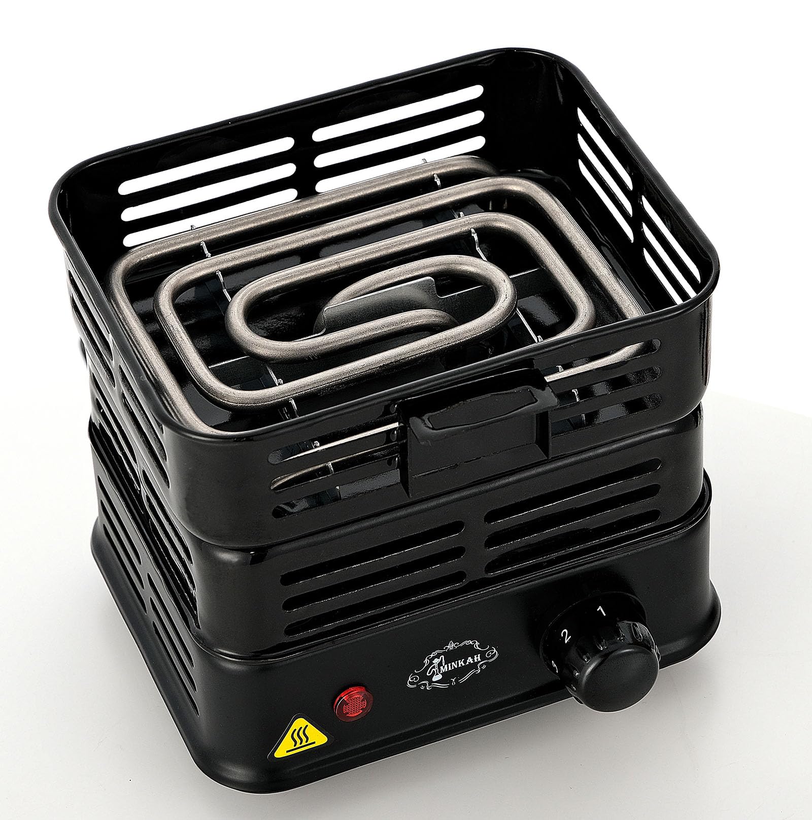 Minkah turbo coal burner provides focused heat for even lighting of briquettes.
