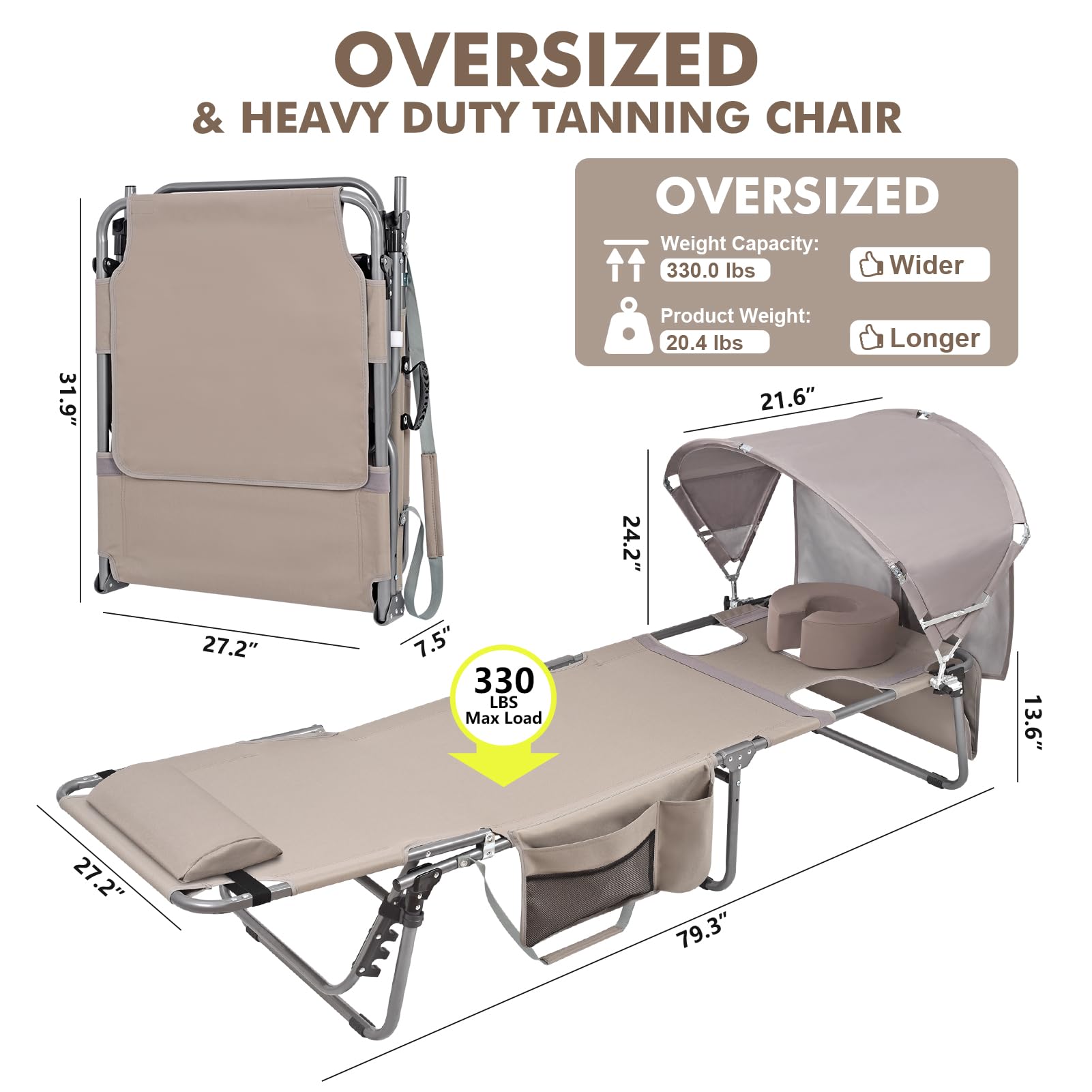 Minndudu tanning chair face hole enabling multitasking during sunbathing.