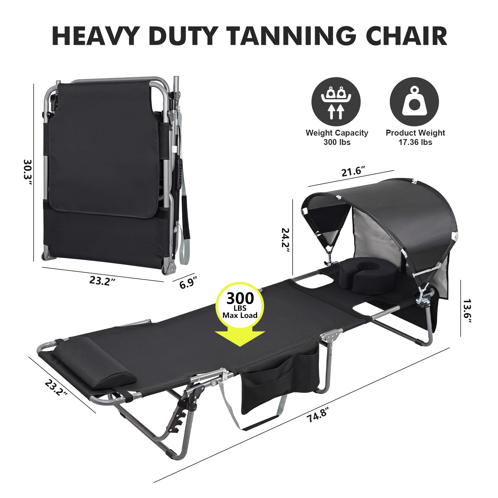 Minndudu tanning chair face-hole design enables back tanning or comfortable reading.