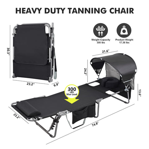 Minndudu tanning chair face-hole design enables back tanning or comfortable reading.