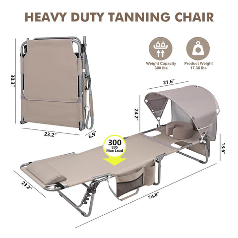 Minndudu tanning chair face-hole enables multitasking while sunbathing and reading.