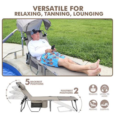 Minndudu tanning chair foldable design allows quick setup and portability.