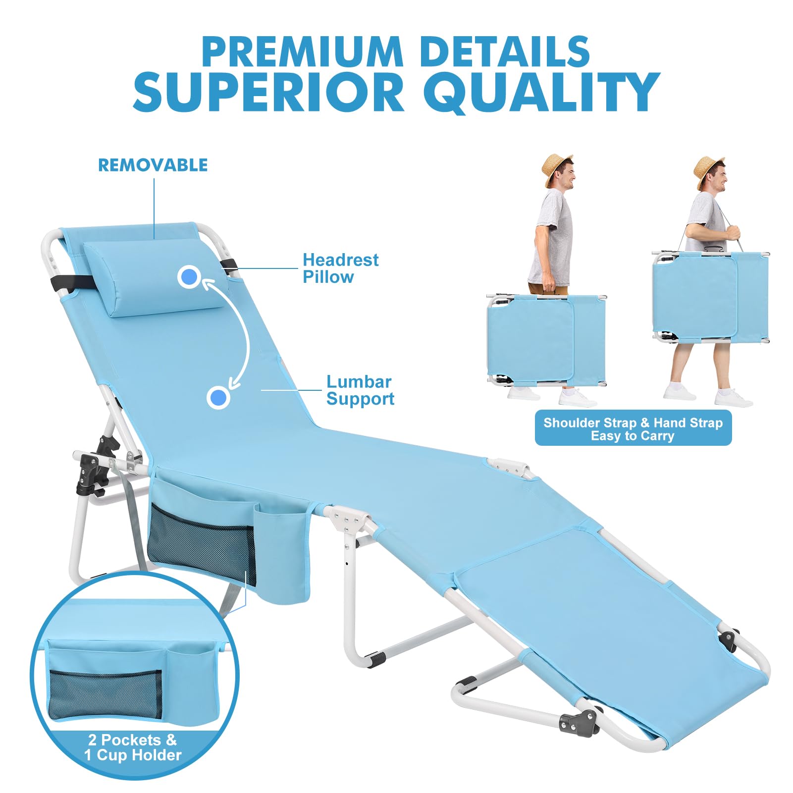 Minndudu folding chair with storage pocket for essentials during use