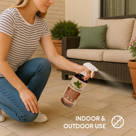 Mint Naturals ant repellent spray used on outdoor patio to deter ants.