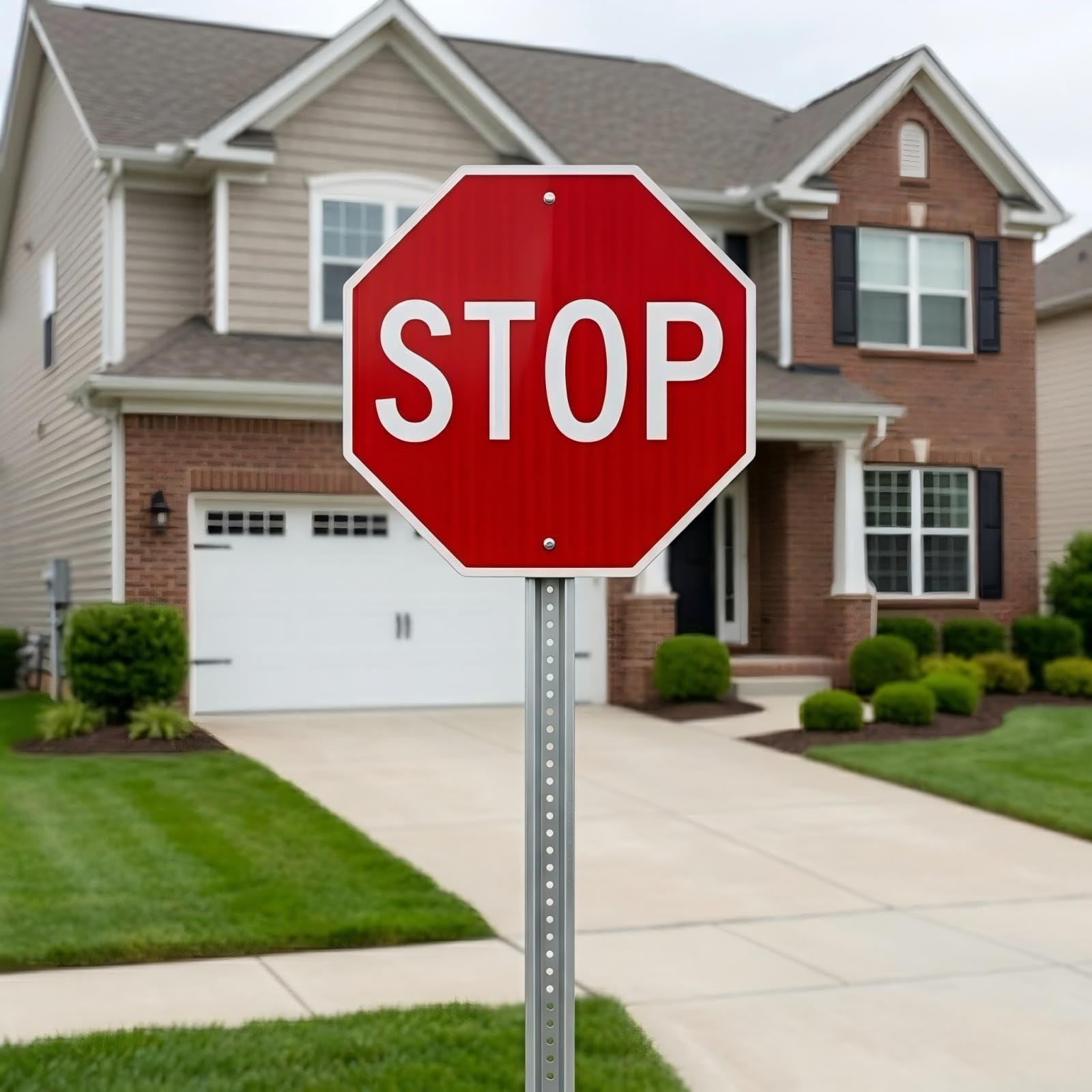 Minton stop sign suitable for indoor and outdoor use on walls or posts.