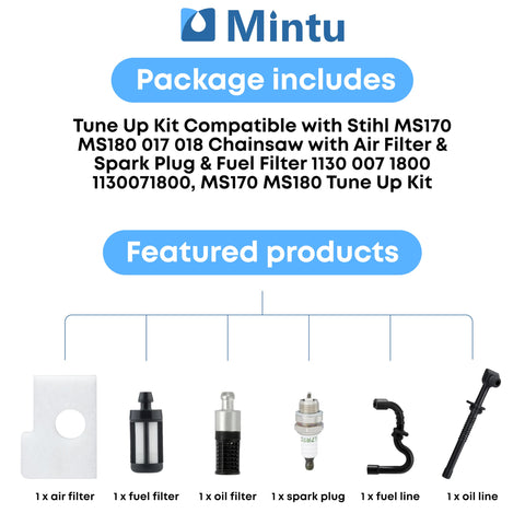 Mintu tune up kit oil filter for Stihl MS170/MS180 supports engine lubrication