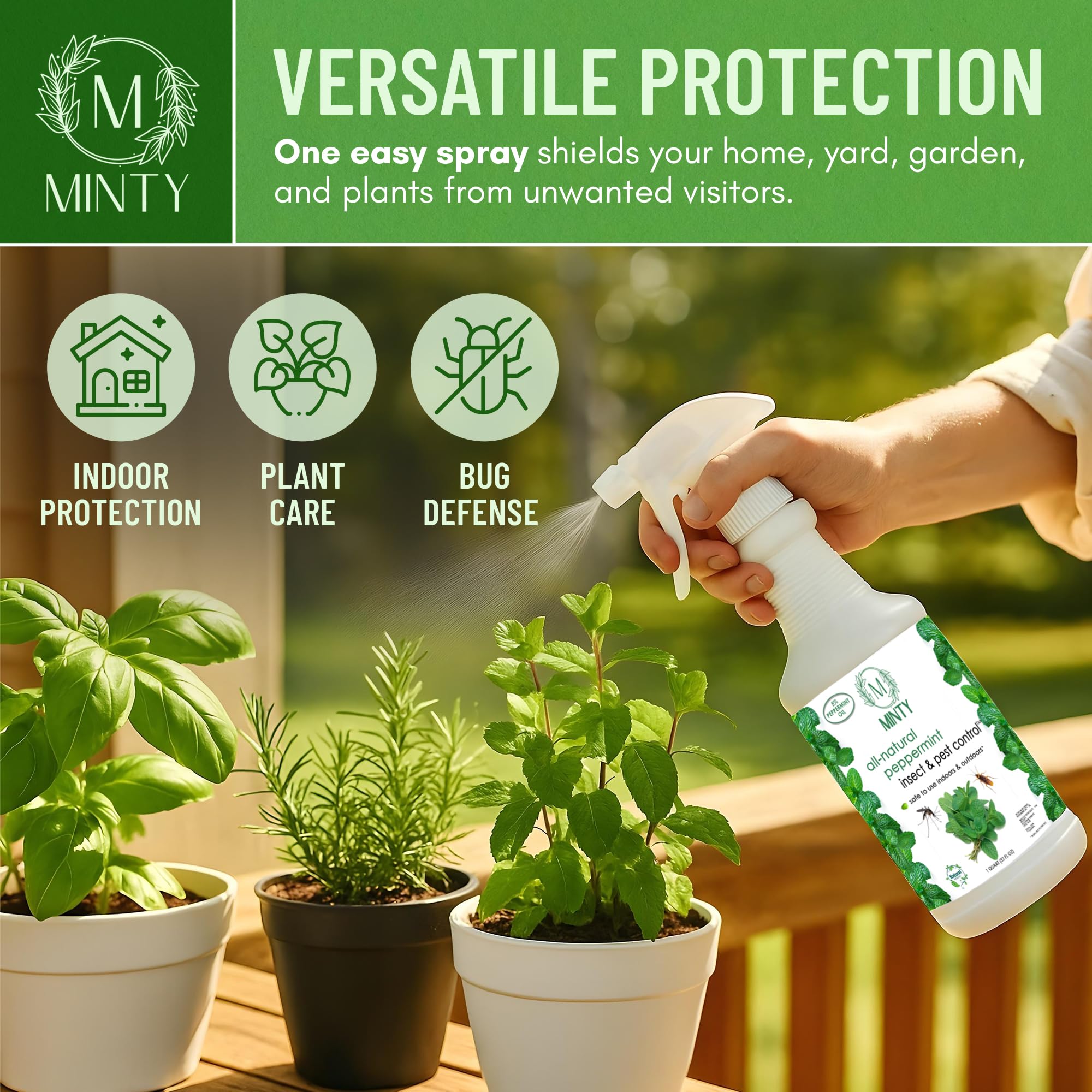 Minty 128 oz gallon packaging shown for long-lasting pest control.