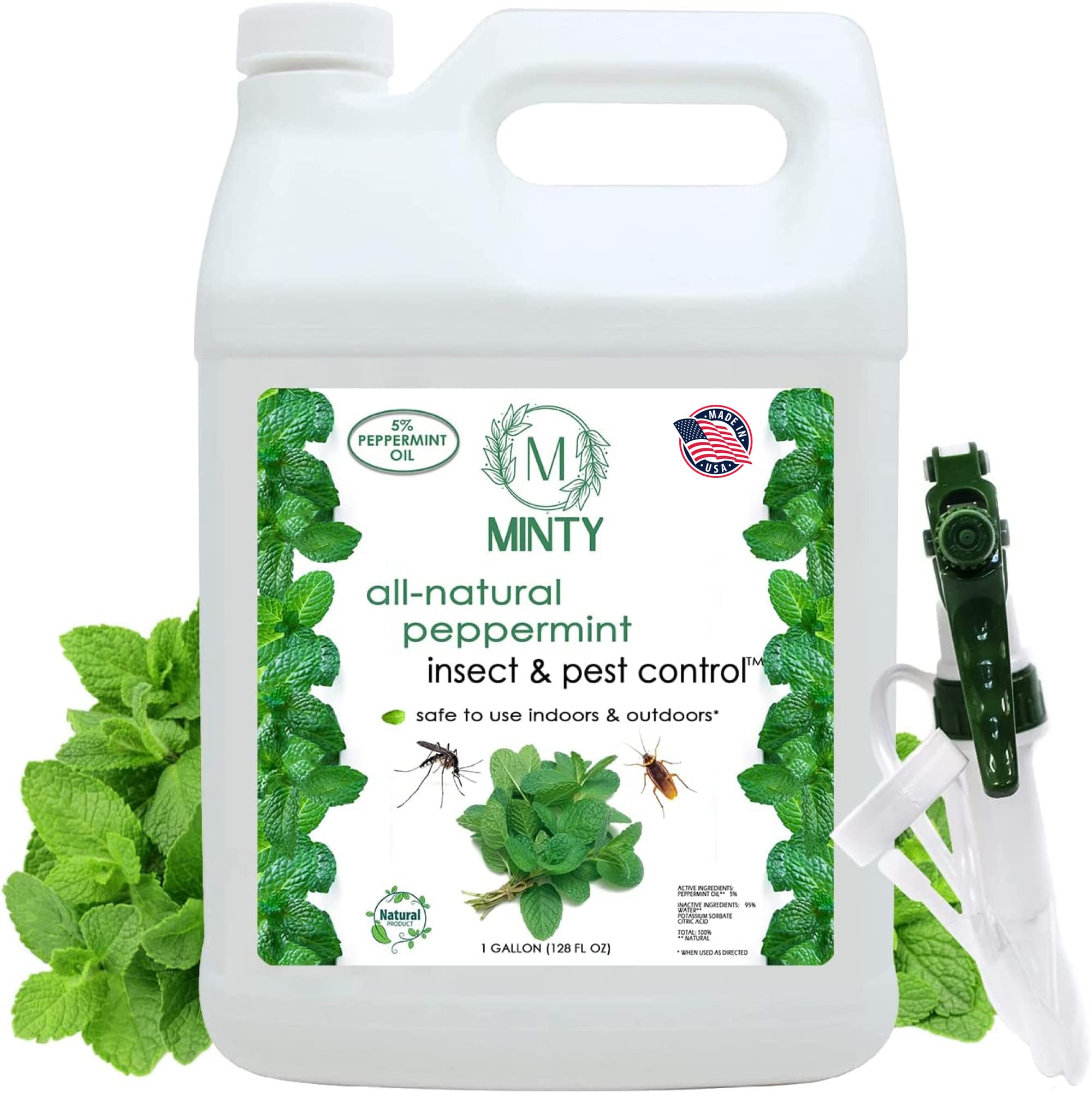 Minty Insect & Pest Control bottle pour for easy indoor and outdoor use.