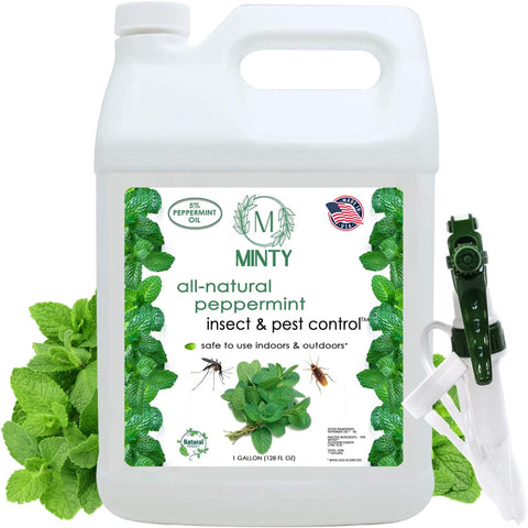 Minty Insect & Pest Control bottle pour for easy indoor and outdoor use.